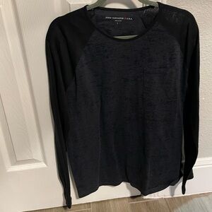 John Varvatos LS Baseball Distressed Black Tee